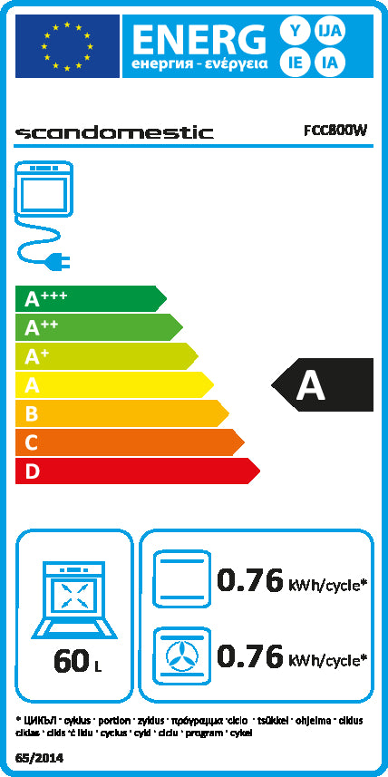 Fritstående glaskeramisk komfur - FCC800W Scandomestic