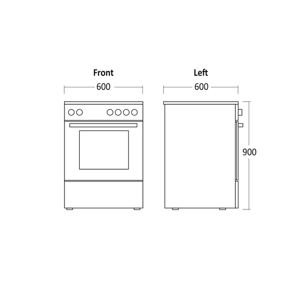Fritstående glaskeramisk komfur - FCC800W Scandomestic