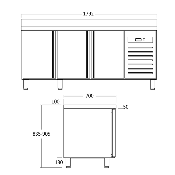 Gastro Kølebord 428 liter - GCR1803X Scancool
