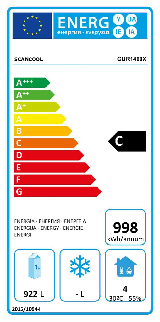 Gastro Lagerkøleskab 1186 liter - GUR1400X Scancool