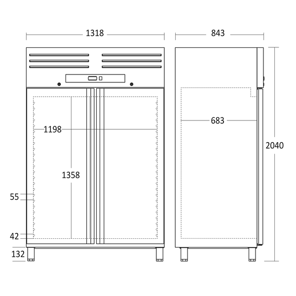 Gastro Lagerfryseskab 1186 liter - GUF1400X Scancool
