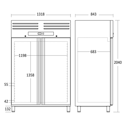Gastro Lagerfryseskab 1186 liter - GUF1400X Scancool