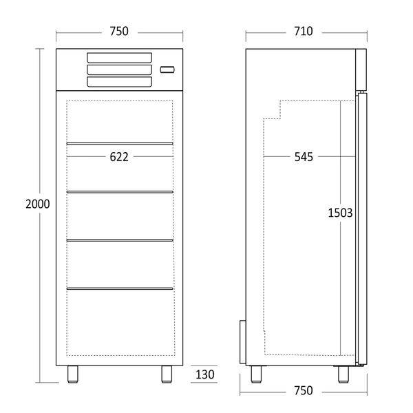 Lagerkøleskab 544 liter - GUR600W Scandomestic
