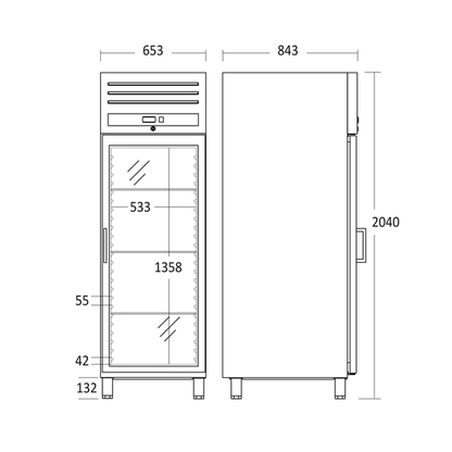 Gastro Lagerkøleskab m. glaslåge 543 liter - GUR700GDX Scancool