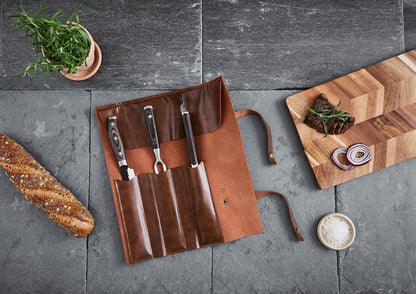 BBQ sæt 3 dele med lædertaske