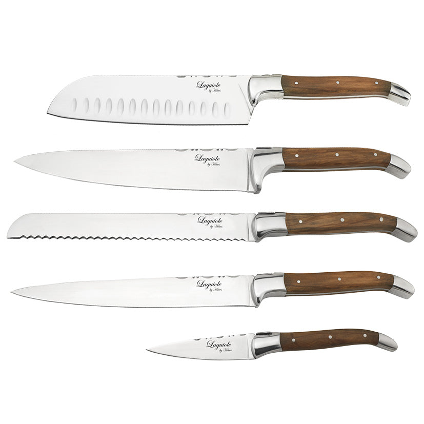 Laguiole kokkeknive 5 knive med blok