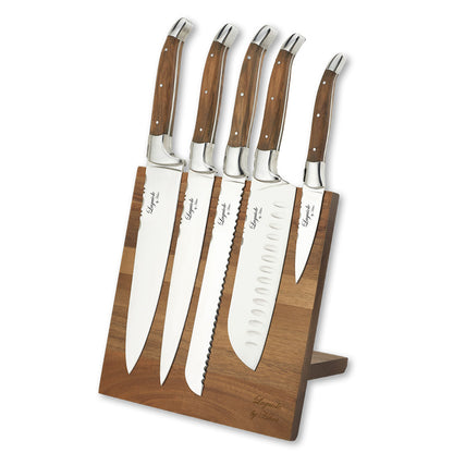 Laguiole kokkeknive 5 knive med blok