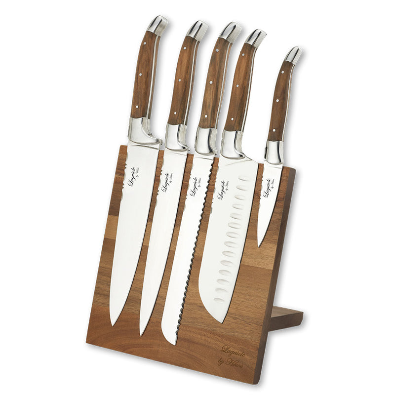 Laguiole kokkeknive 5 knive med blok