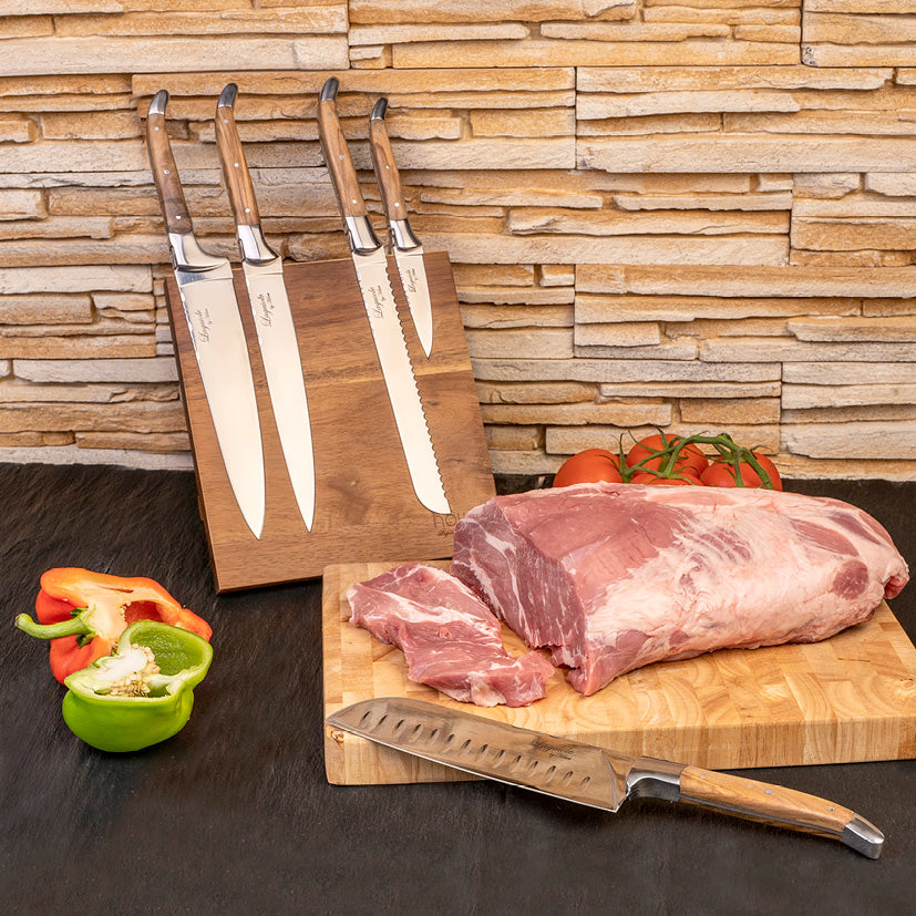 Laguiole kokkeknive 5 knive med blok