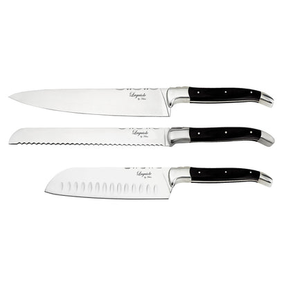 Laguiole kokkeknive 3 stk i sort ibenholt