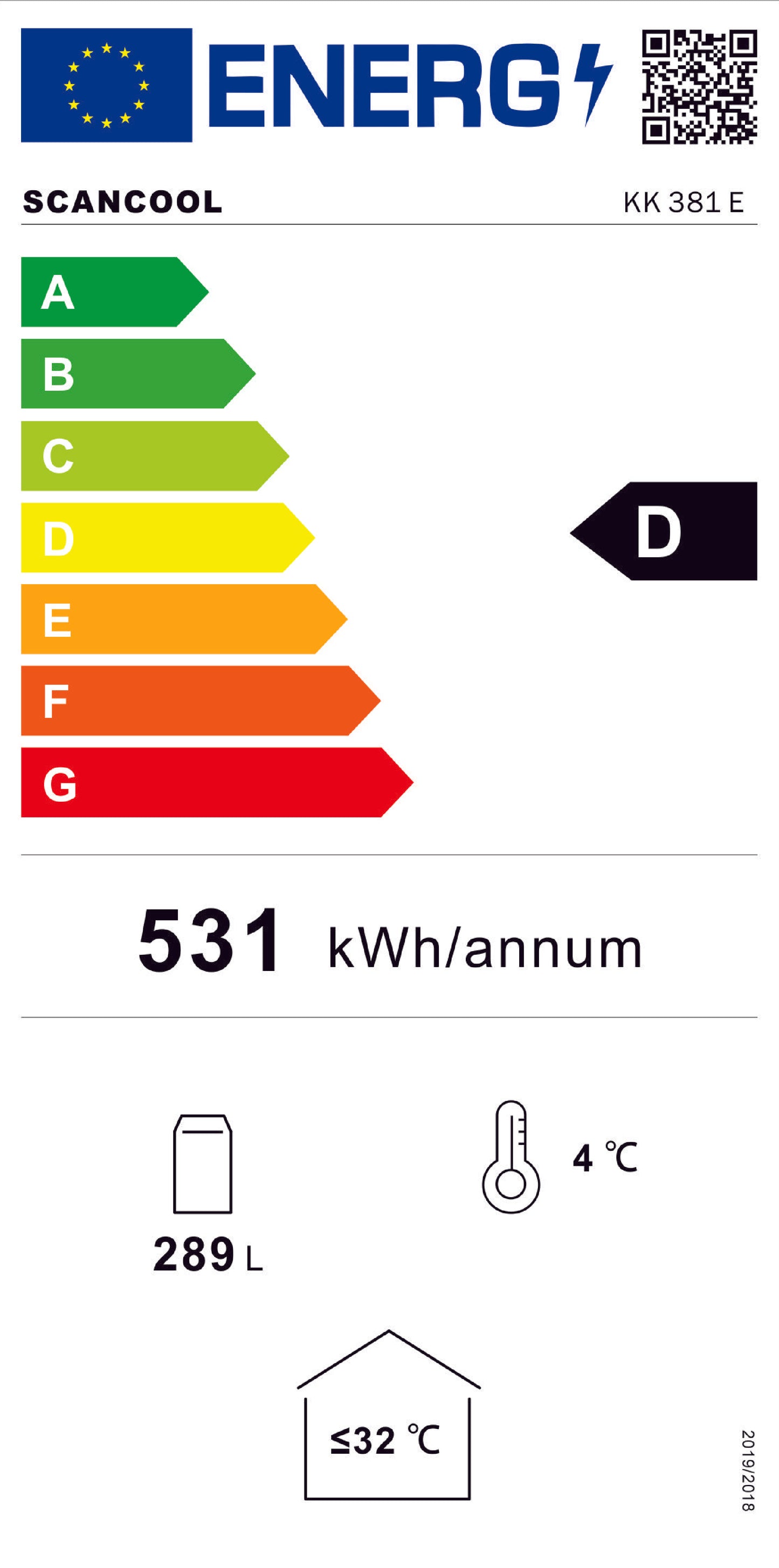 Display køleskab 289 liter - KK 381 E Scandomestic