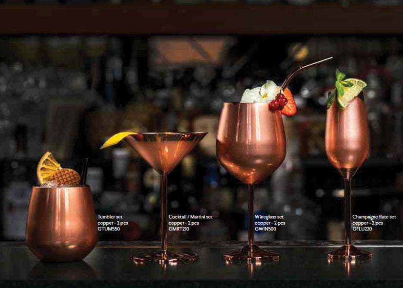 Cocktailglas kobber - sæt med 2 stk.