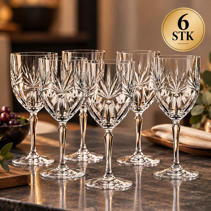 6 stk - Premium Vinglas 40 cl CRYSTAL- GraMonty - Brudsikkert plastik
