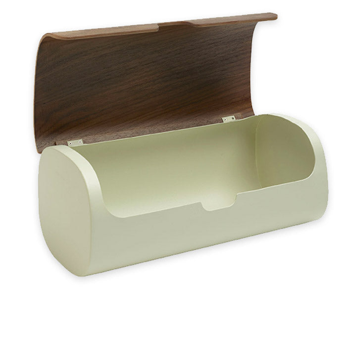 Legnoart CLIBANO BB90W Brødkasse i hvid metal og låg i valnød