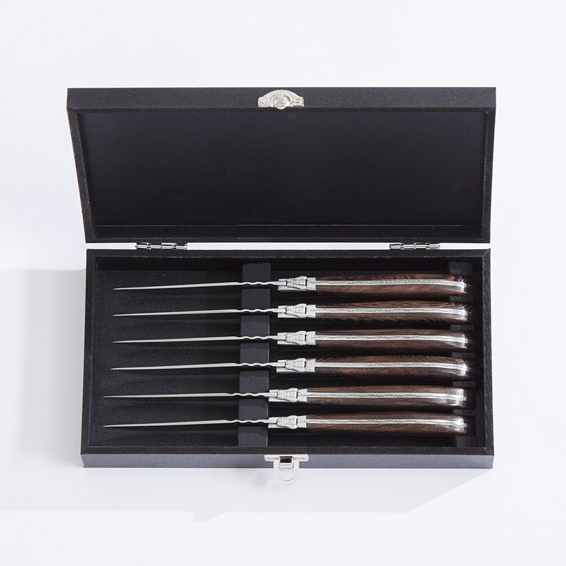 Laguiole Steakknive - Skaft af natur Wengé træ 6 stk.