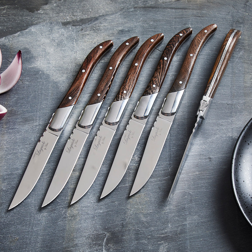 Laguiole Steakknive - Skaft af natur Wengé træ 6 stk.