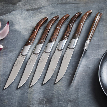 Laguiole Steakknive - Skaft af natur Wengé træ 6 stk.