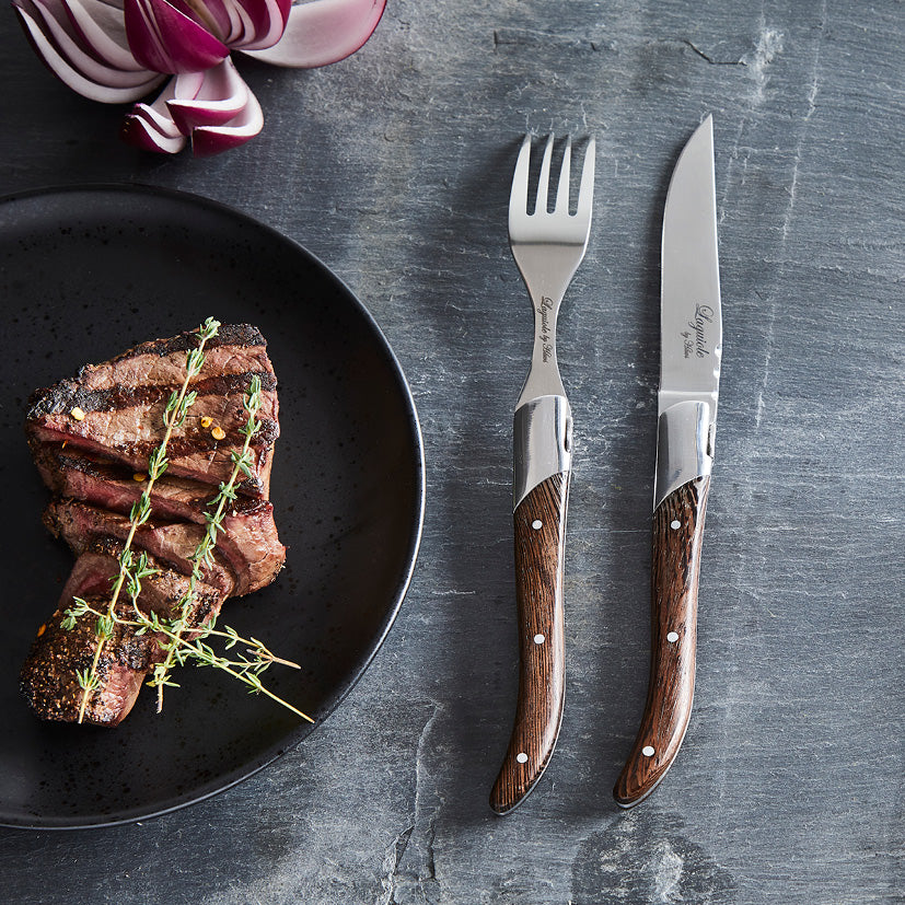 Laguiole Steakknive - Skaft af natur Wengé træ 6 stk.