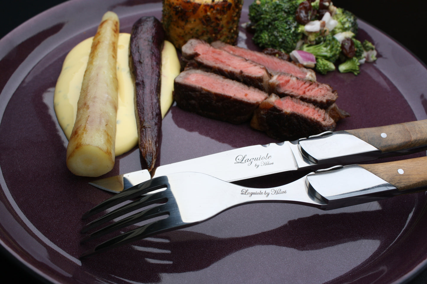 Laguiole Steakgafler - skaft af natur oliventræ 6 stk.