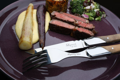 Laguiole Steakgafler - skaft af natur oliventræ 6 stk.