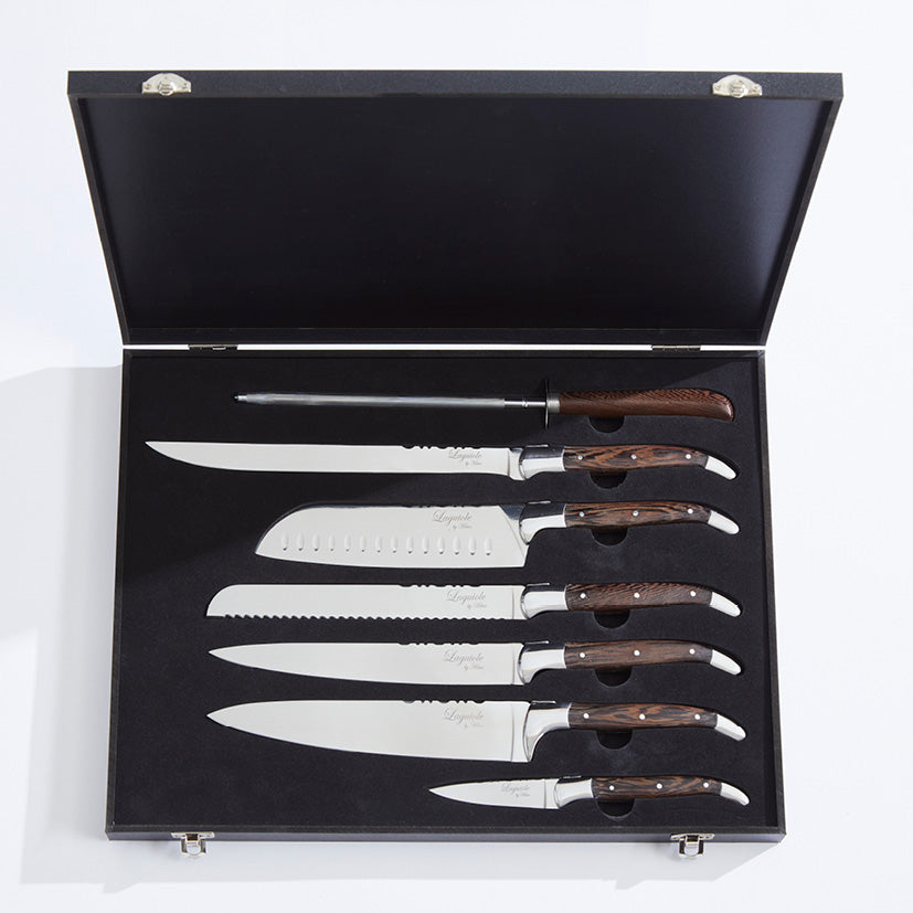 Laguiole kokkeknive 7 dele med Wengé skaft