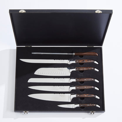 Laguiole kokkeknive 7 dele med Wengé skaft