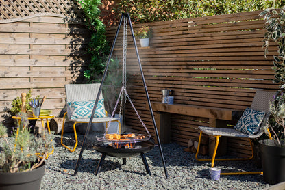 La Hacienda Tripod hængegrill i stål med bålfad og bæretaske
