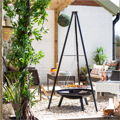 La Hacienda Tripod hængegrill i stål med bålfad og bæretaske