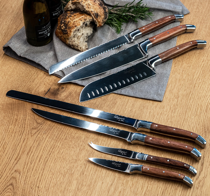 Laguiole kokkeknive 7 knive med Rosewood skaft