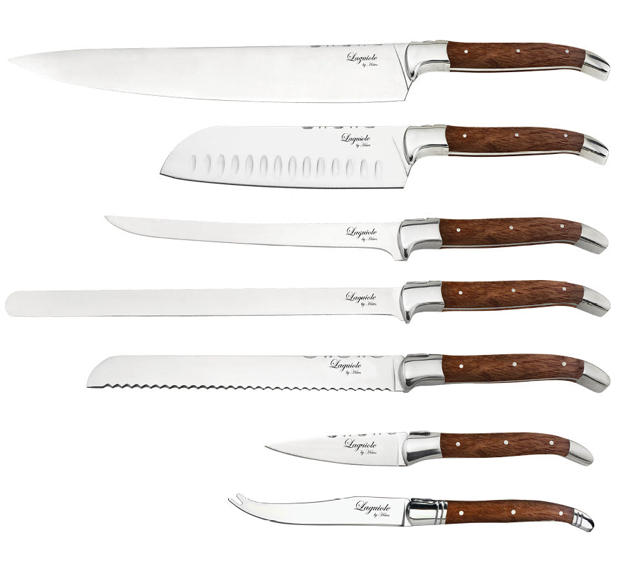 Laguiole kokkeknive 7 knive med Rosewood skaft
