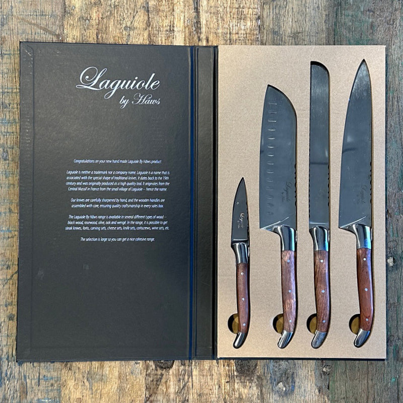 Laguiole kokkeknive 4 stk i Rosewoodtræ