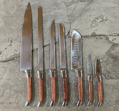 Laguiole kokkeknive 7 knive med Rosewood skaft