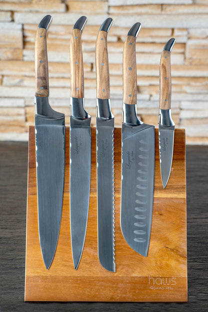 Laguiole kokkeknive 5 knive med blok