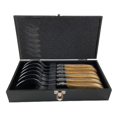 Laguiole Spiseskeer - skaft af natur oliventræ 6 stk.