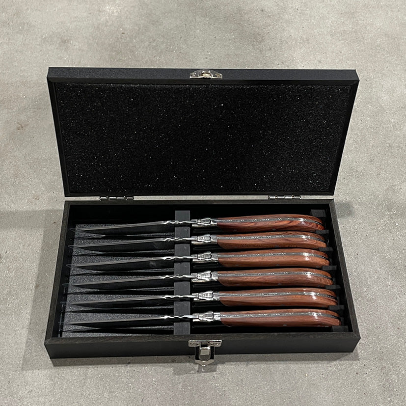 Laguiole Steakknive - skaft af natur Rosewood 6 stk.