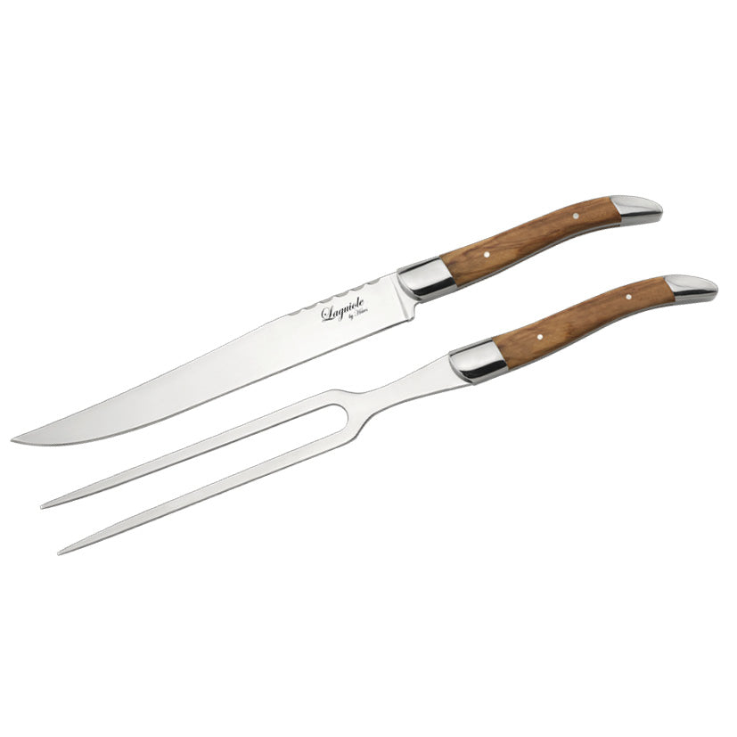 Laguiole pakkeløsning Knive, gafler og forskæresæt med oliventræ skaft