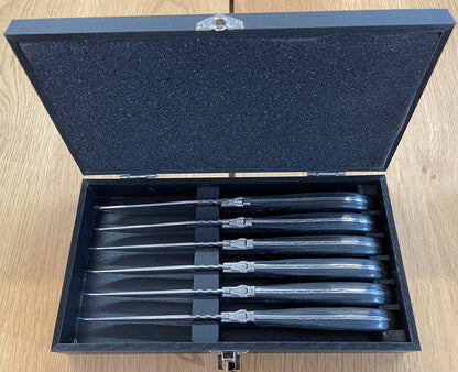Laguiole Steakknive - skaft af sort ibenholt 6 stk.
