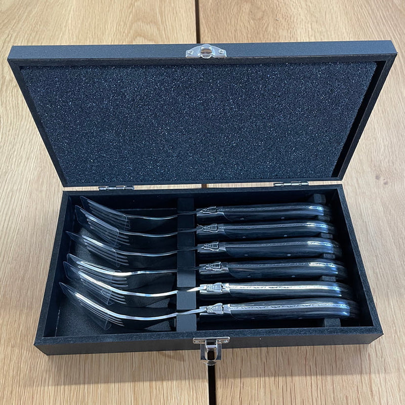 Laguiole Steakgaffel - skaft af sort ibenholt 6 stk.
