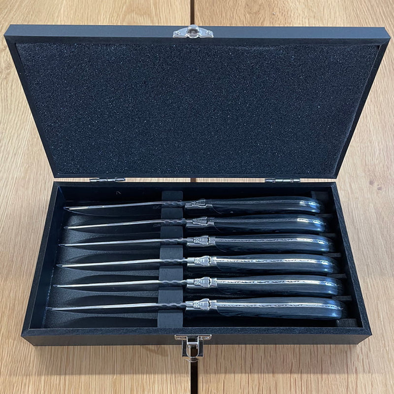Laguiole Steakknive - skaft af sort ibenholt 6 stk.