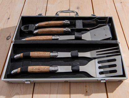 Laguiole Grillsæt BBQ 4 dele med kuffert