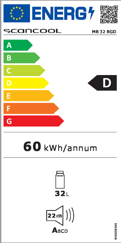 Minibar display køleskab 35 liter - MB 32 BGD Scandomestic