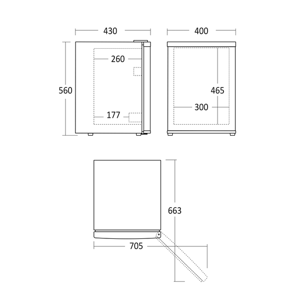 Minibar køleskab 40 liter - MB 34 B Scandomestic