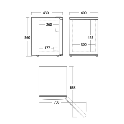 Minibar køleskab 40 liter - MB 34 BGD Scandomestic