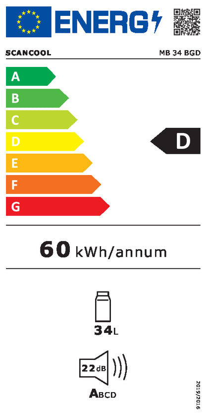 Minibar køleskab 40 liter - MB 34 BGD Scandomestic