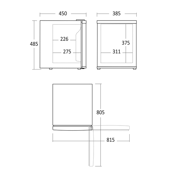 Minibar display køleskab 35 liter - MB 32 BGD Scandomestic