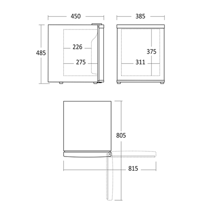Minibar display køleskab 35 liter - MB 32 BGD Scandomestic