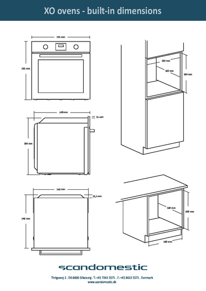 Indbygningsovn XO 7200-1 Scandomestic med indbyggede pyrolysefunktion