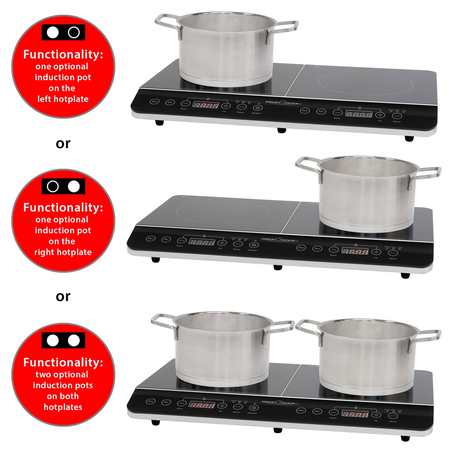 Mobil induktionsplade 2 zoner - Profi Cook DKI 1067