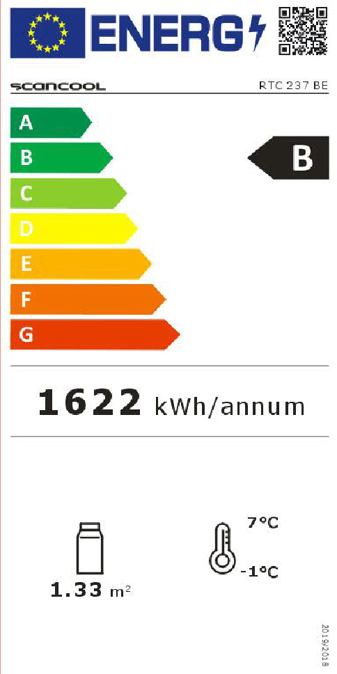 Kølemontre 270 liter sort - RTC 287 BE Scancool