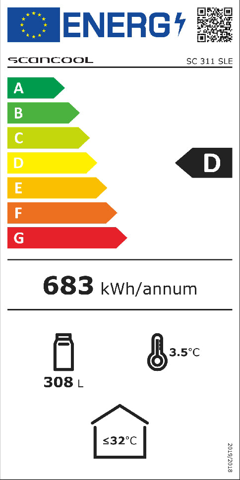 Barkøleskab med skydedøre 308 liter - SC 311 SLE Scandomestic